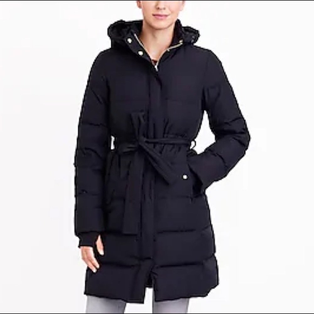 J. Crew Long Belted Puffer Jacket